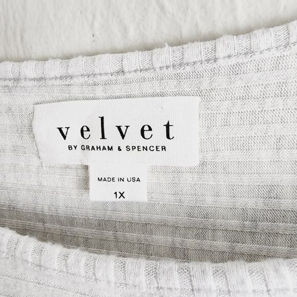 NWT Velvet by Graham & Spencer Pepper Lux Rib Dolman Sleeve Top Grey Plus 1X - Picture 6 of 9